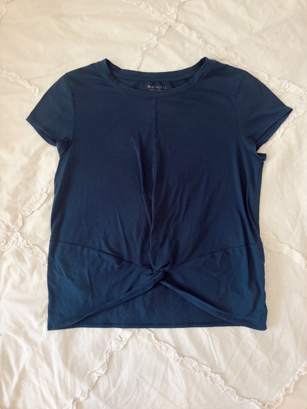 Athleta Deep Navy Twist-Front Short Sleeve Tee